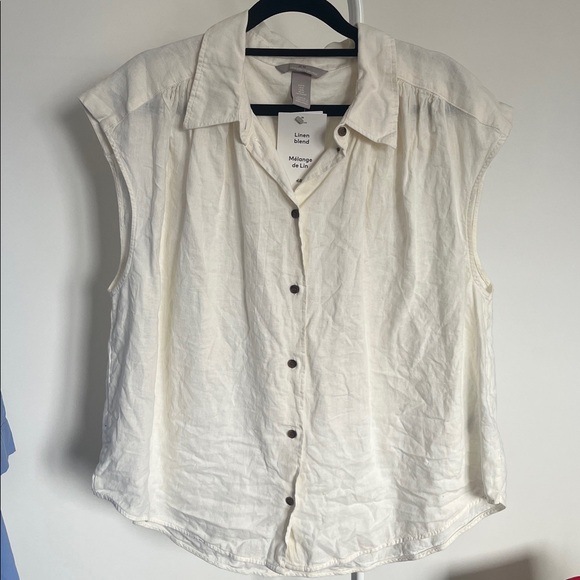 NWT H&M Cream linen blend blouse - Picture 5 of 7